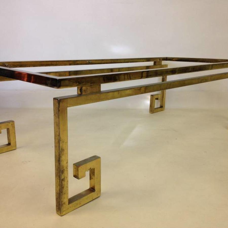 Brass greek key coffee table