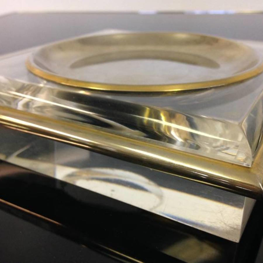 Lucite and brass dishes