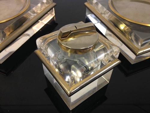 Lucite and brass dishes