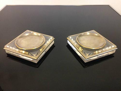 Lucite and brass dishes
