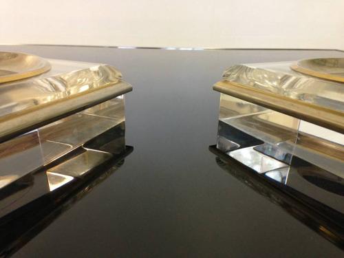Lucite and brass dishes