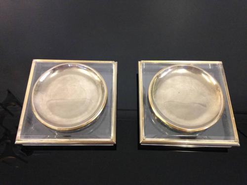 Lucite and brass dishes