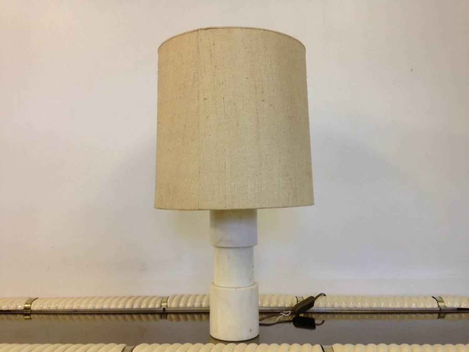 1970s cylindrical marble lamp
