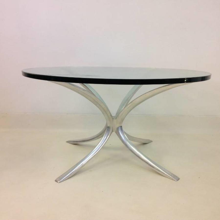 Cast aluminium and glass coffee table