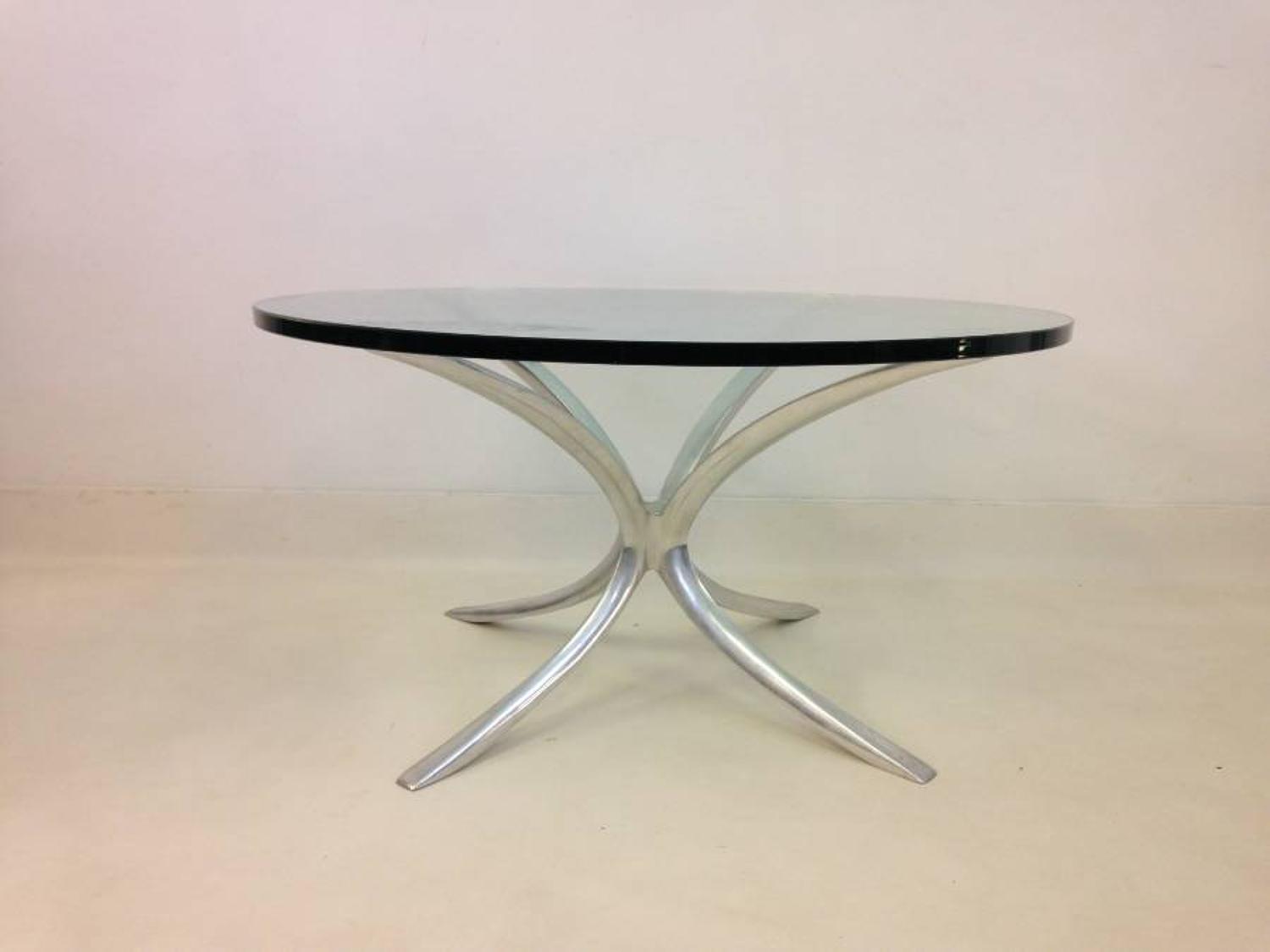 Cast aluminium and glass coffee table
