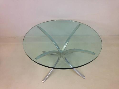 Cast aluminium and glass coffee table