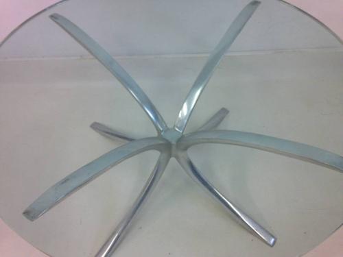 Cast aluminium and glass coffee table