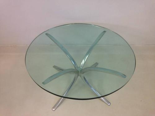 Cast aluminium and glass coffee table