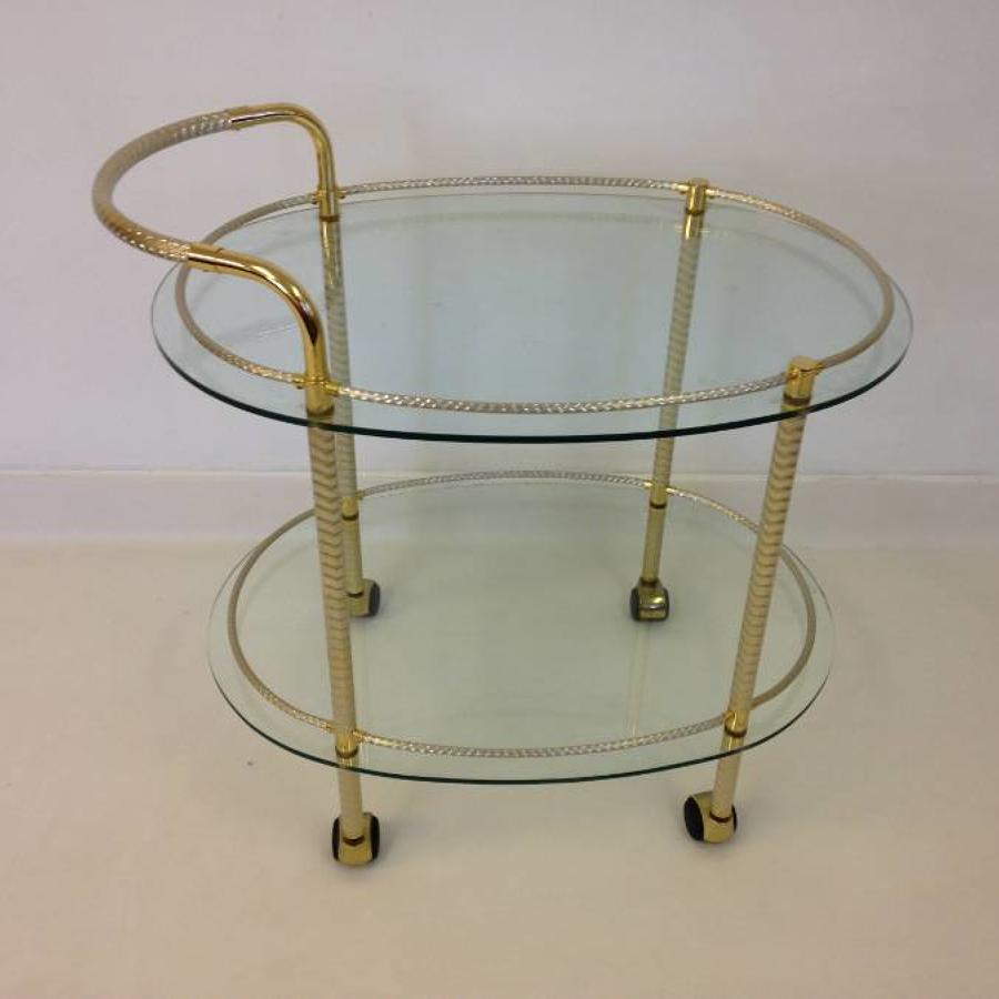 Brass and gold plate cocktail trolley