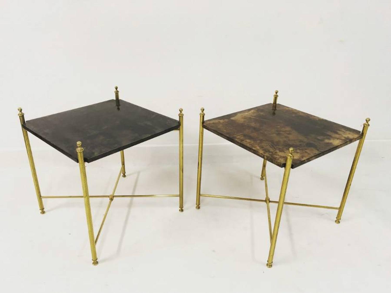A pair of lacquered goatskin tables by Aldo Tura