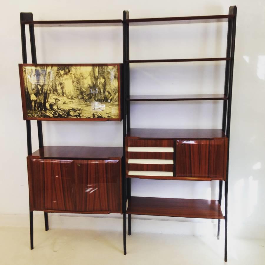 Rosewood bookcase and wall unit