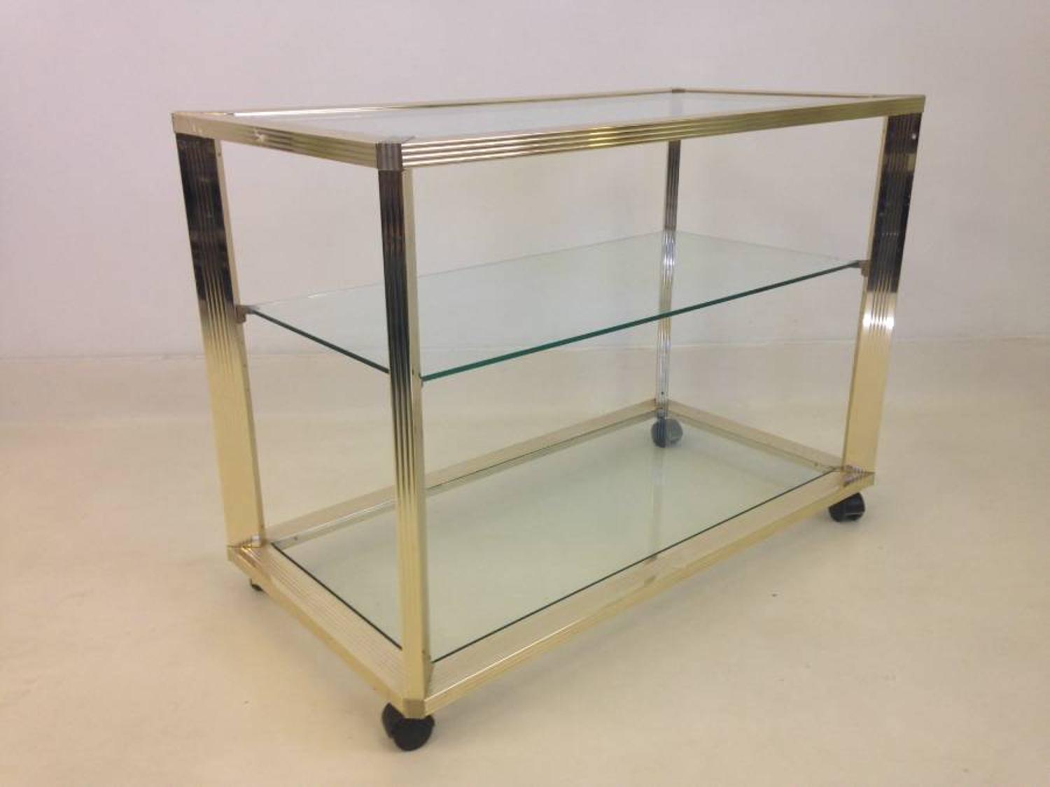 Gold lacquered brass trolley by Pierre Vandel