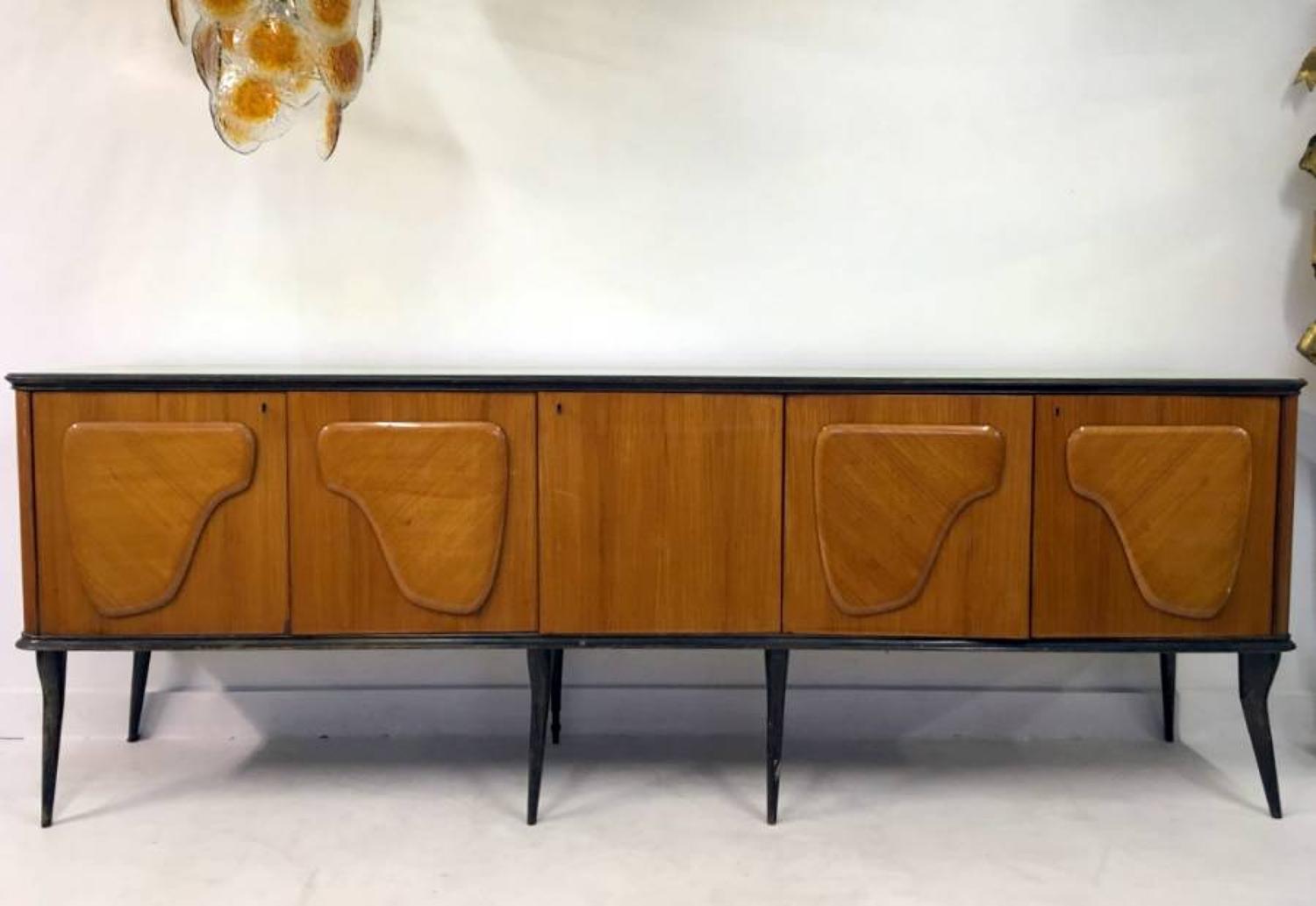 1950s Italian sideboard with glass top
