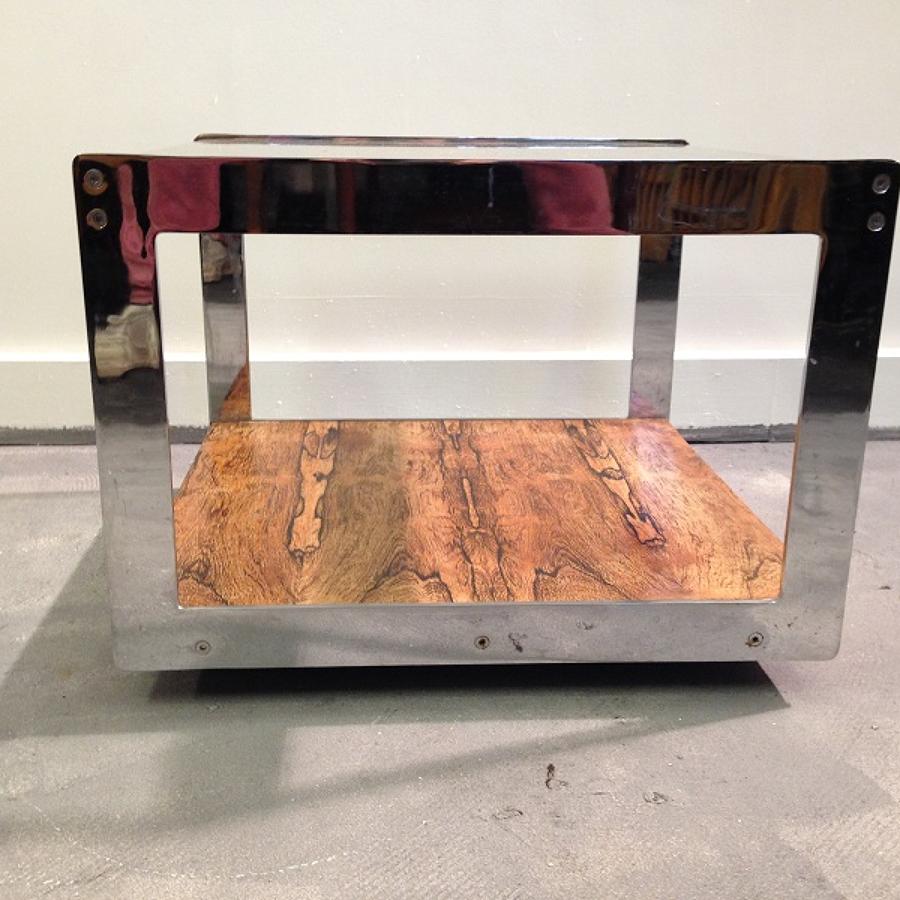 Chrome and rio rosewood table by Merrow Associates