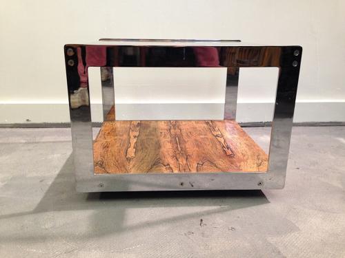 Chrome and rio rosewood table by Merrow Associates