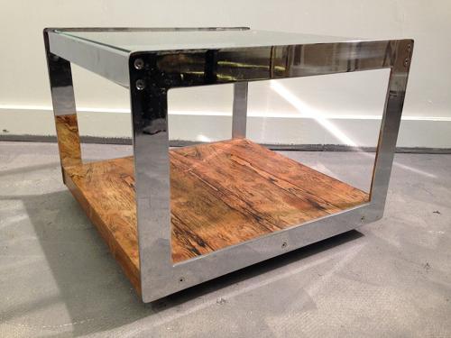 Chrome and rio rosewood table by Merrow Associates