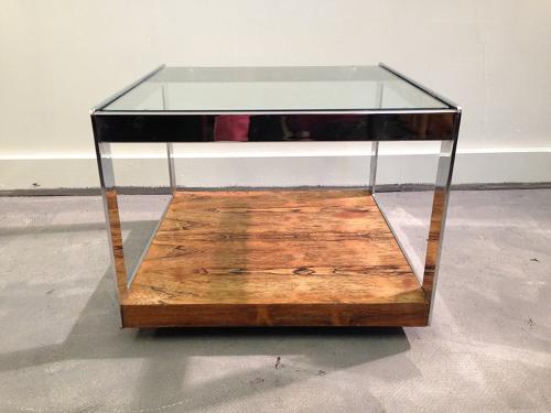 Chrome and rio rosewood table by Merrow Associates