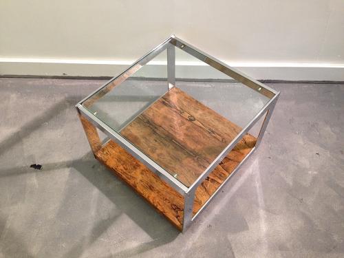 Chrome and rio rosewood table by Merrow Associates