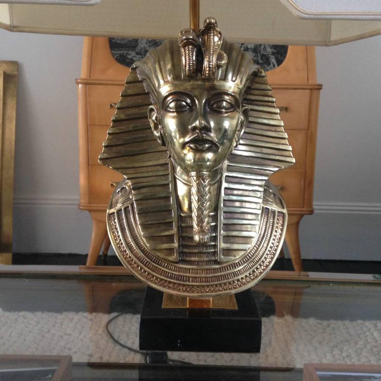 Brass and marble Pharaoh lamp