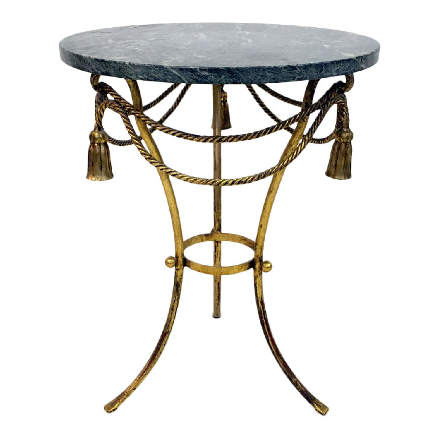 Italian gilt tassel and rope table with marble top