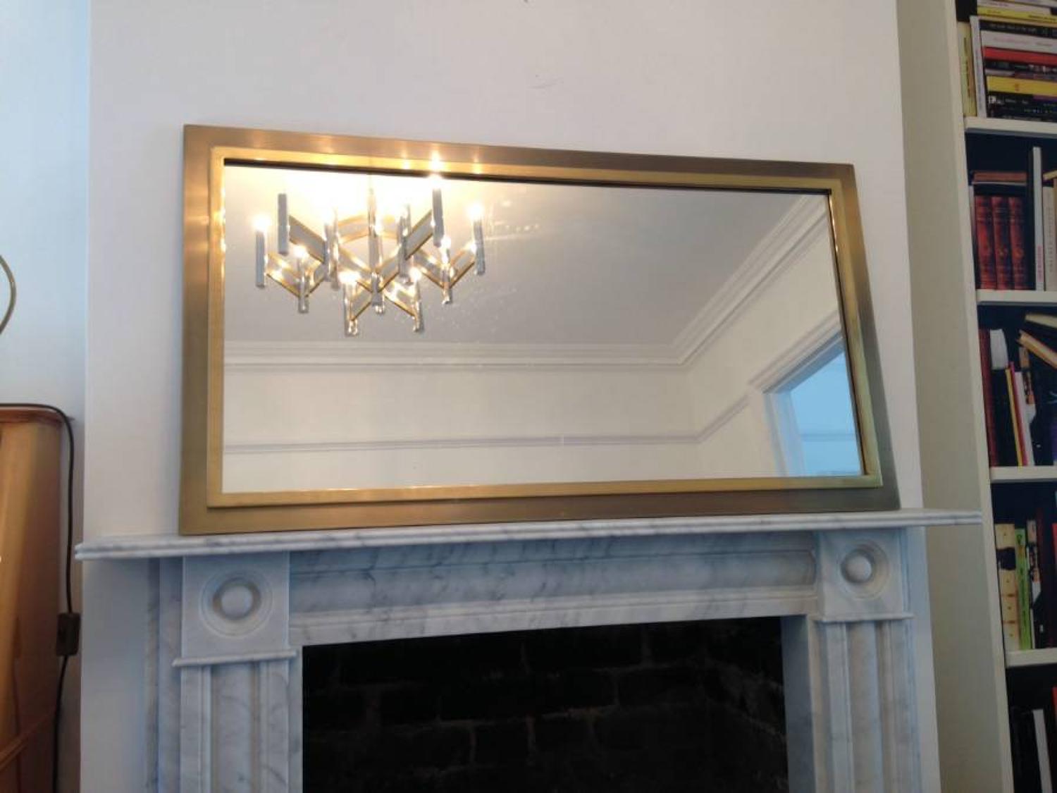 1970s gold metal and nickel mirror