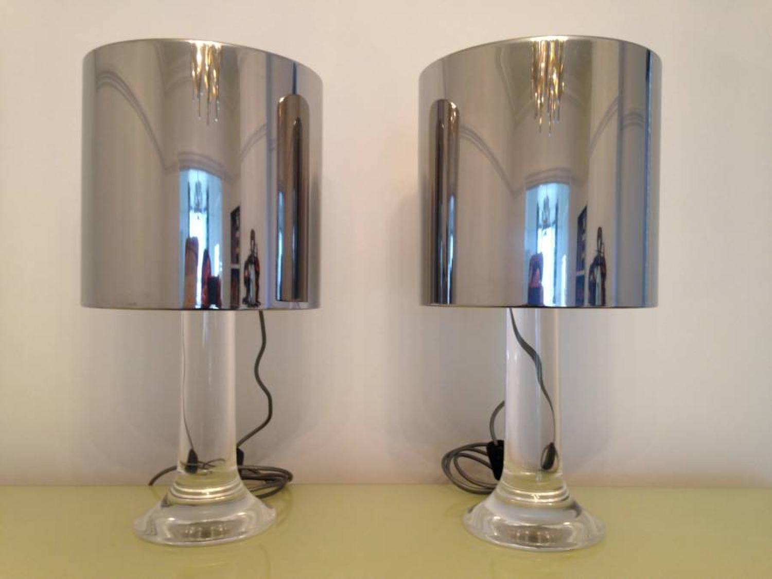 A pair of lucite table lamps by Guzzini
