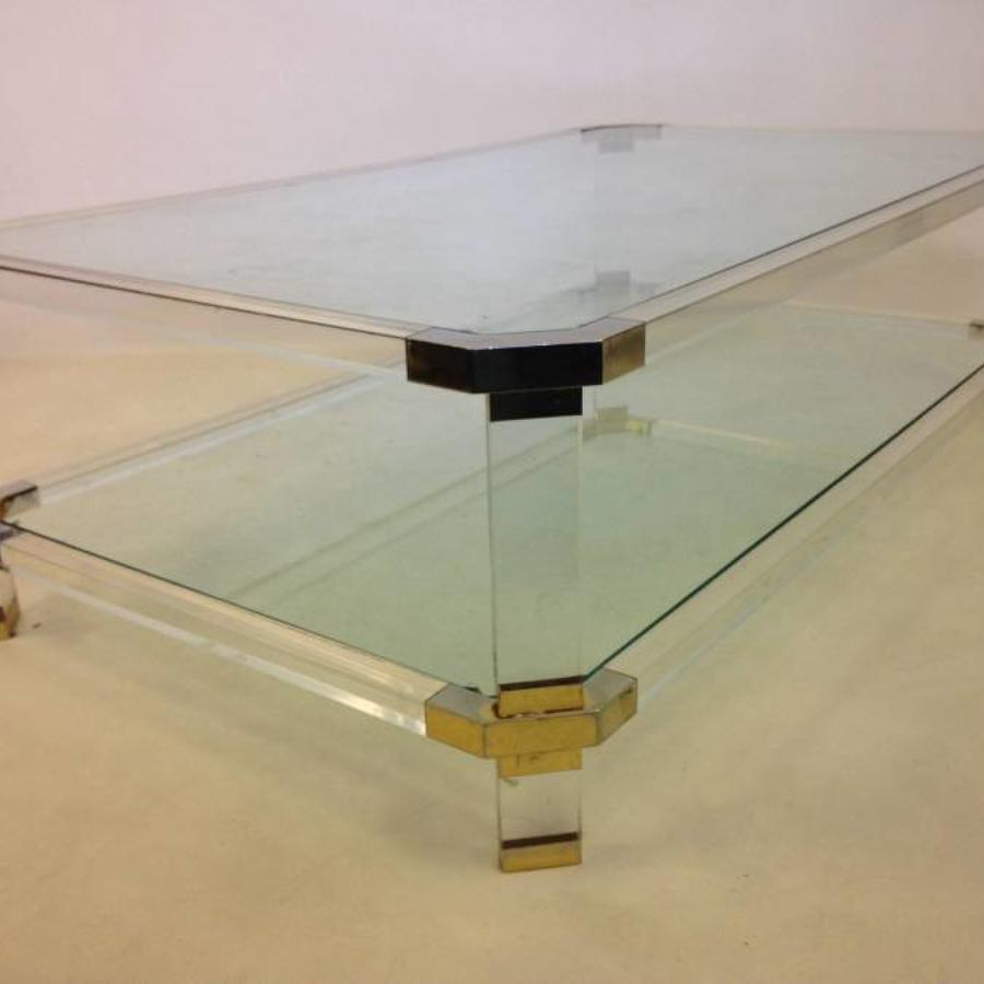 Lucite and gold lacquered coffee table