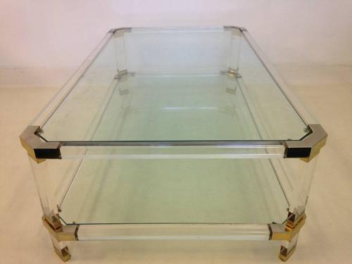 Lucite and gold lacquered coffee table