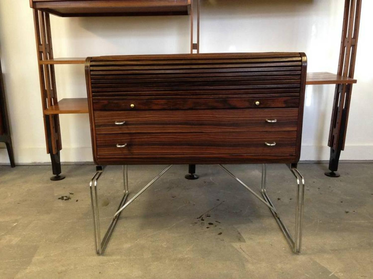 Rosewood and chrome side cabinet