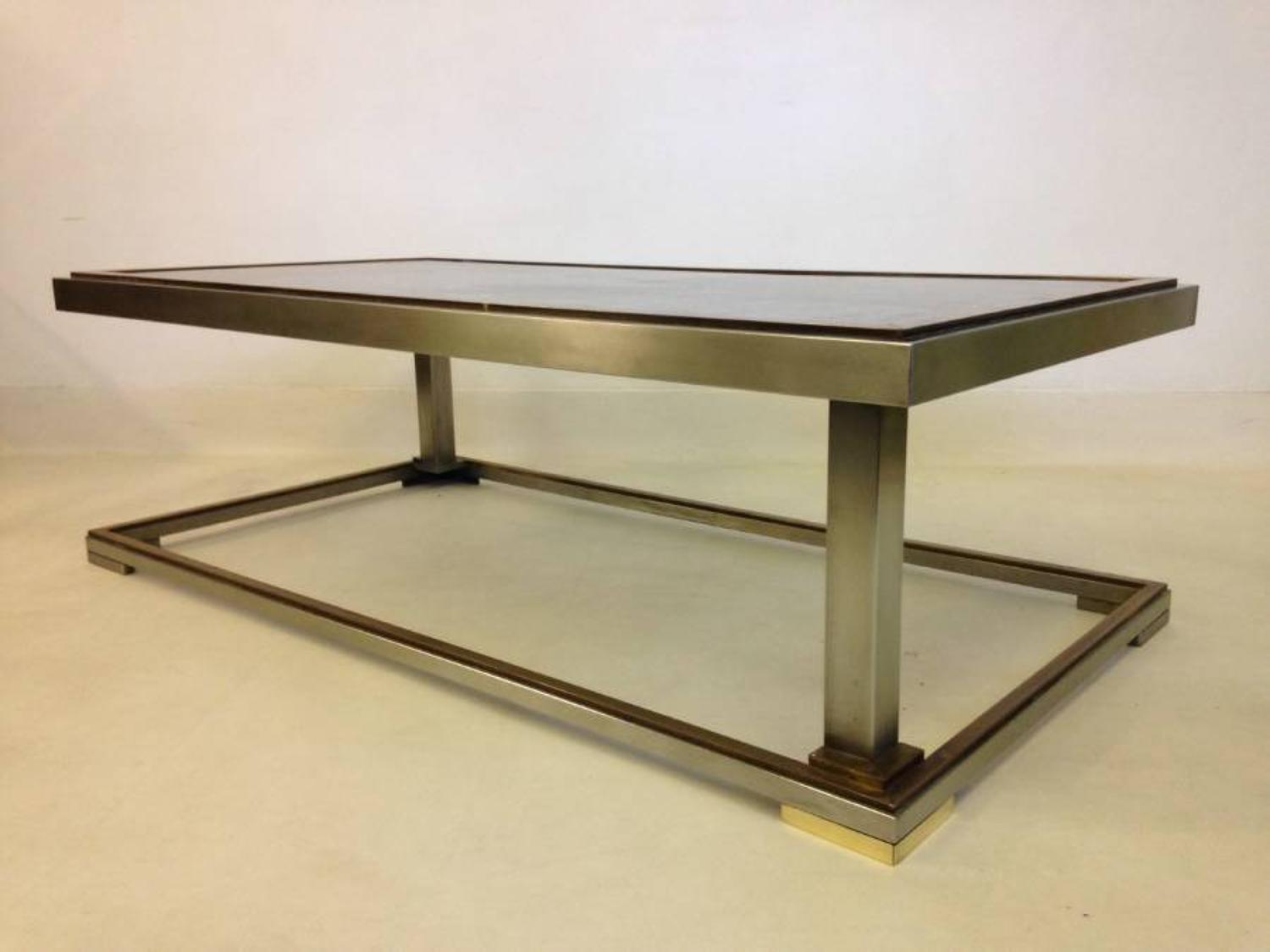Chrome and brass coffee table