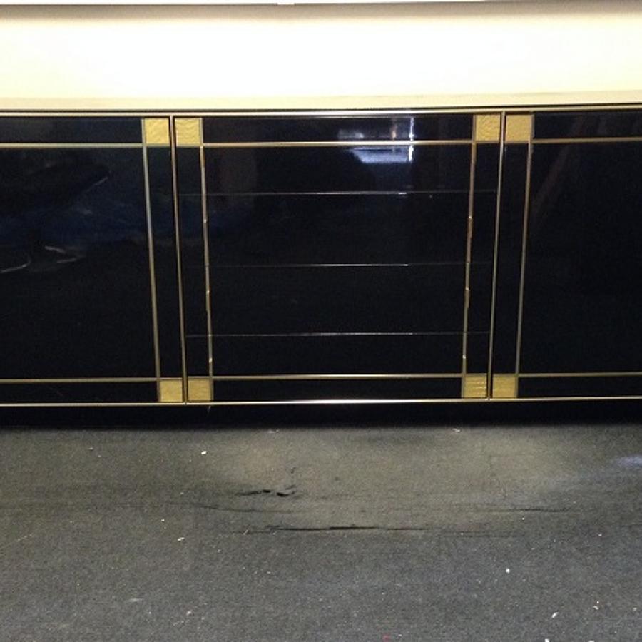 1970s French black lacquered and gilt sideboard