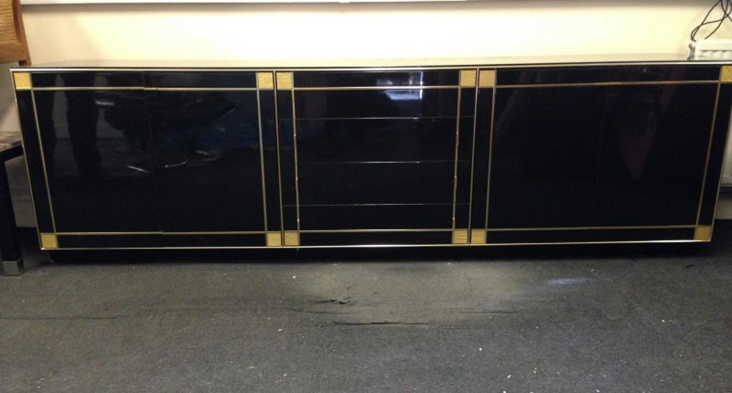 1970s French black lacquered and gilt sideboard