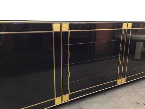 1970s French black lacquered and gilt sideboard