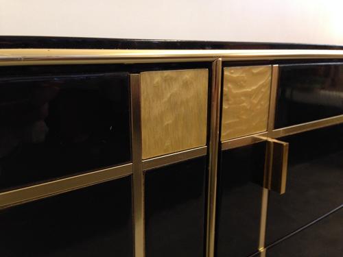 1970s French black lacquered and gilt sideboard