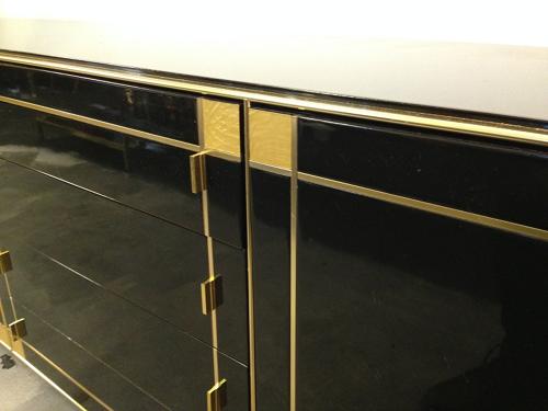 1970s French black lacquered and gilt sideboard