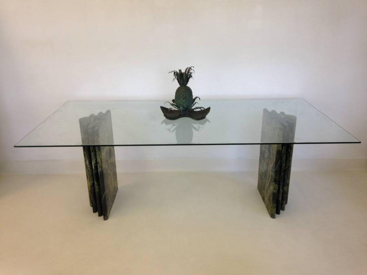 Marble and glass dining table
