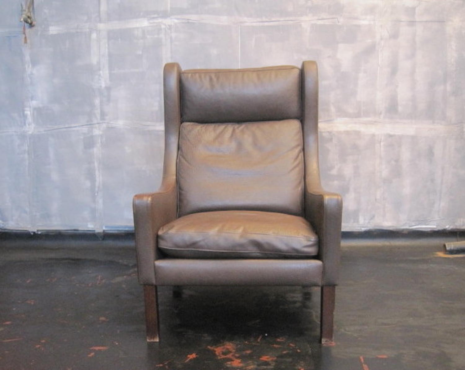 Danish brown leather armchair