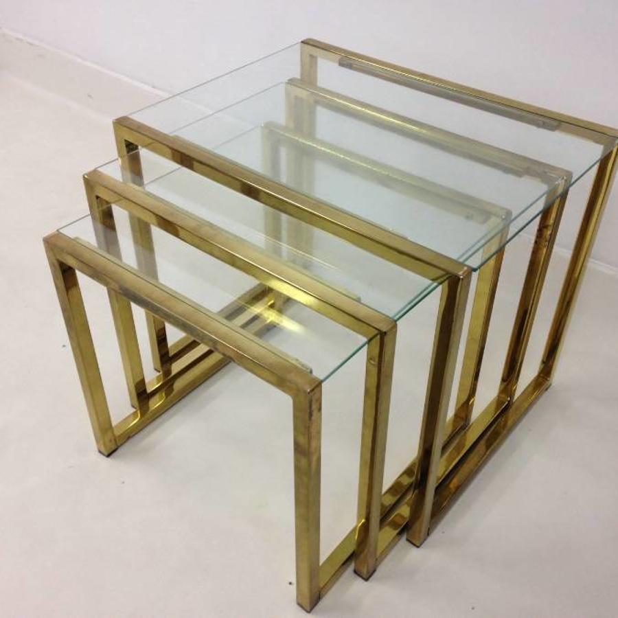 1970s lacquered brass nesting tables
