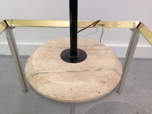 Perforated metal and stone table lamp
