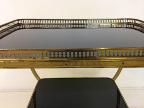 French brass and black glass side table
