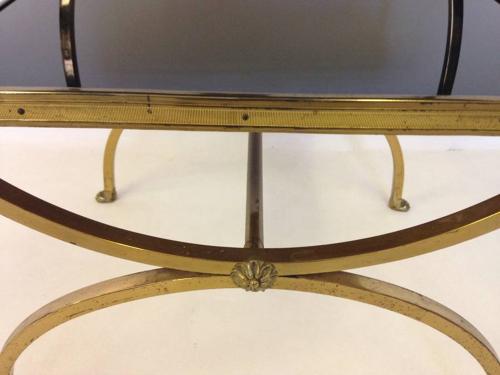French brass and black glass side table