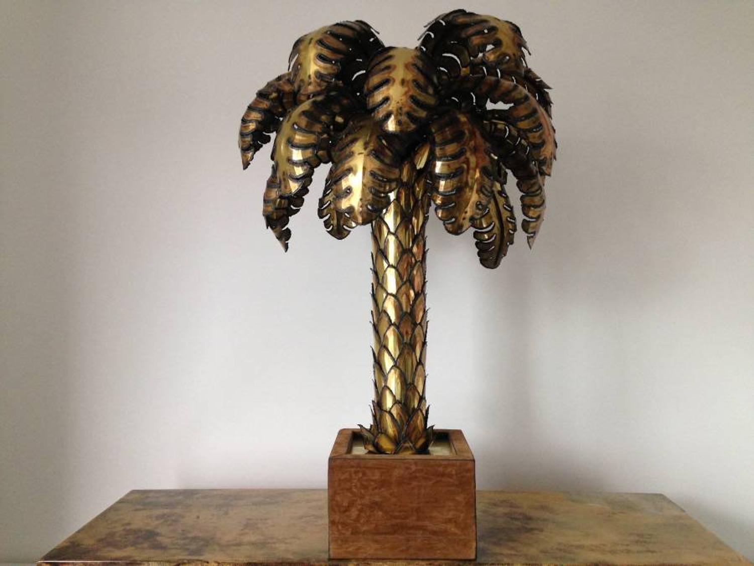 Brass palm tree table lamp