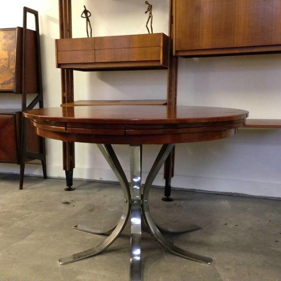 Teak and chrome flip flap dining table