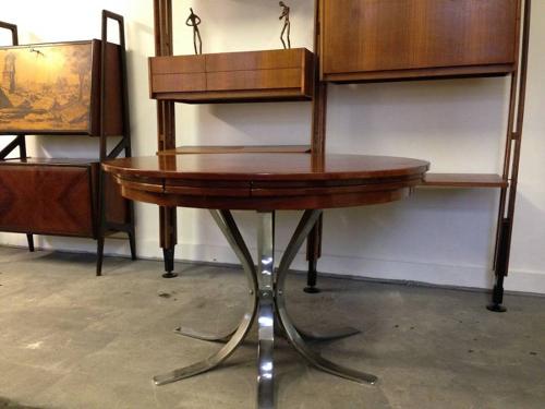 Teak and chrome flip flap dining table