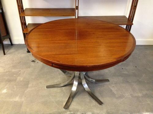 Teak and chrome flip flap dining table