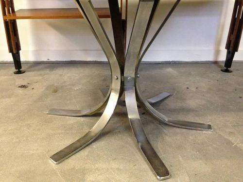 Teak and chrome flip flap dining table