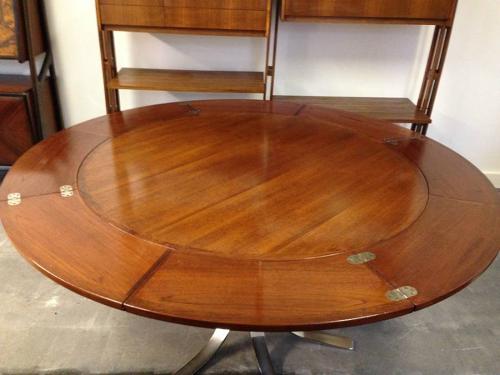 Teak and chrome flip flap dining table