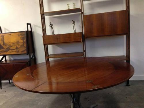 Teak and chrome flip flap dining table