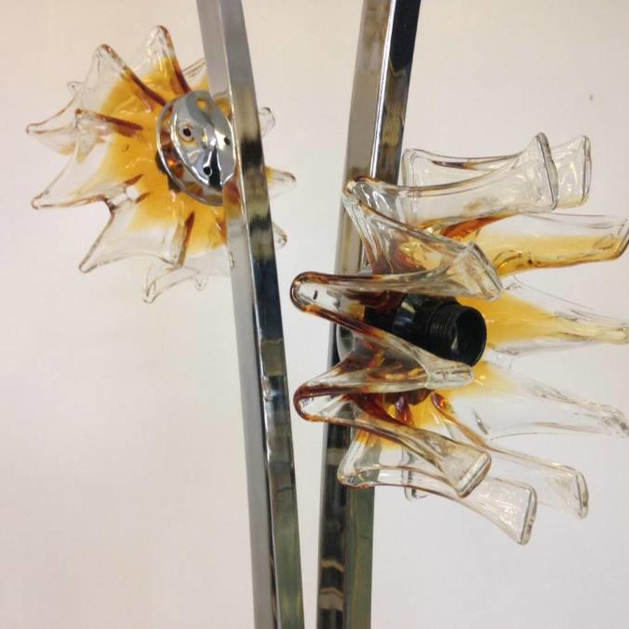 Chrome and murano glass floor lamp