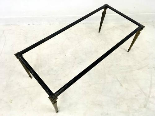 White marble and brass coffee table with inlay